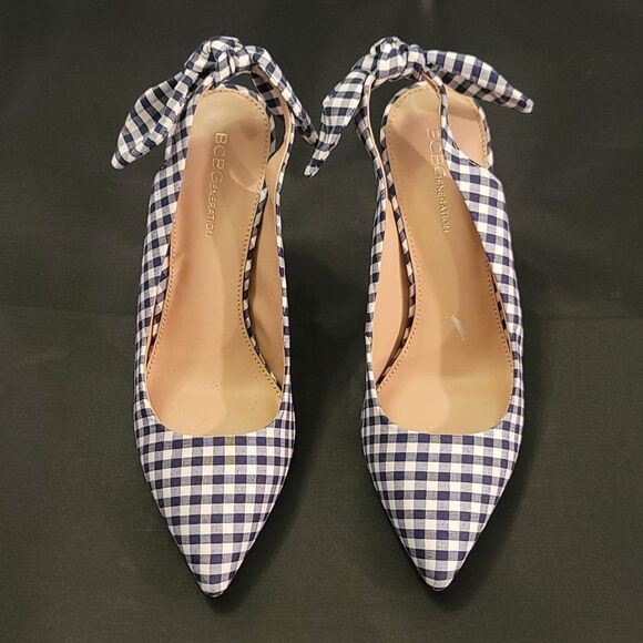 BCBGENERATION HENAYA LEATHE STYLISH CHECKER SLINGBACK HEEL - Picture 2 of 16
